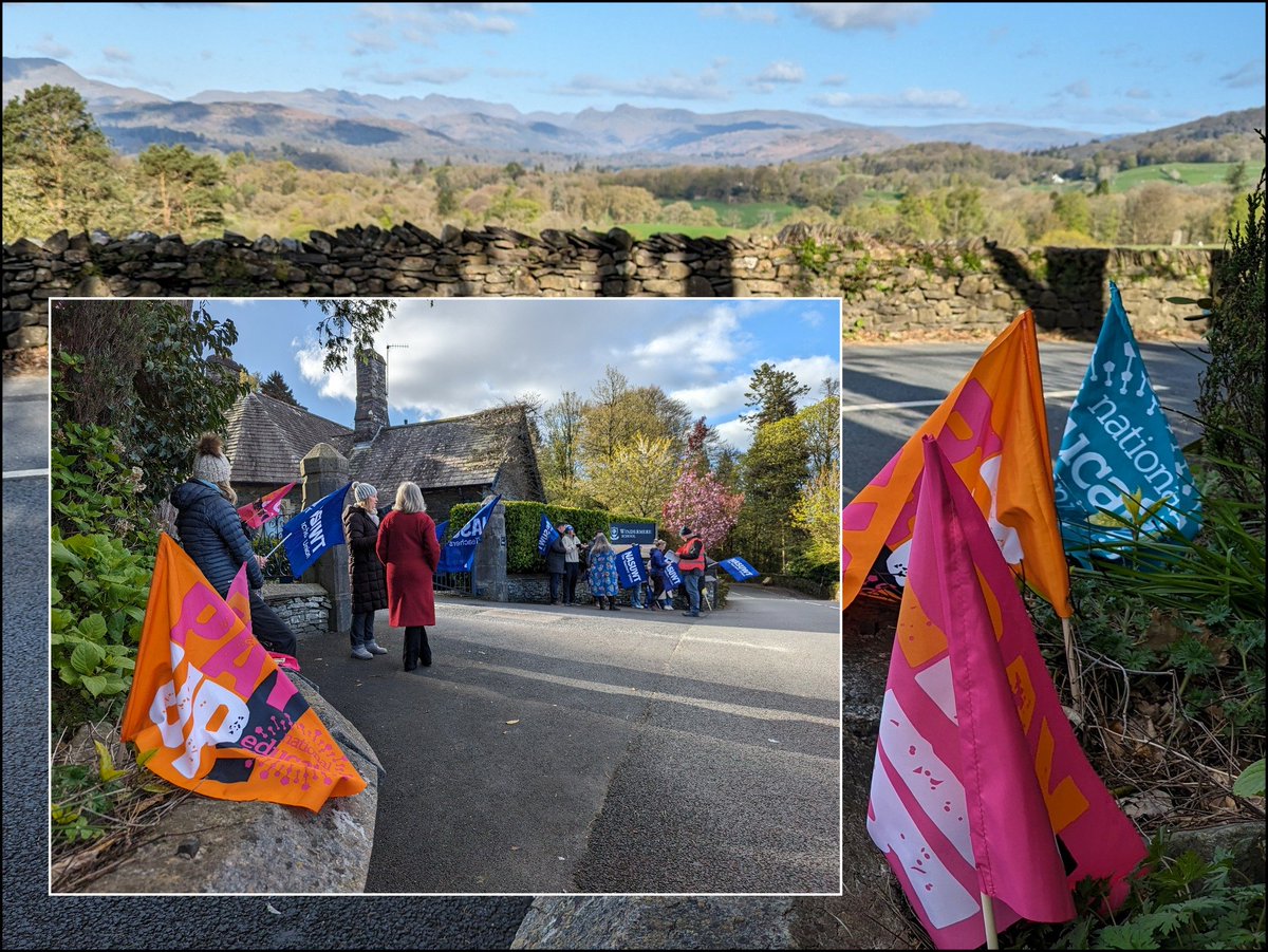 Supporting @NEUnion and @NASUWT members on strike at #Windermere School today against threats to remove them from the Teachers' Pension Scheme. Picturesque views are no compensation for a 30% cut in your pension contributions!