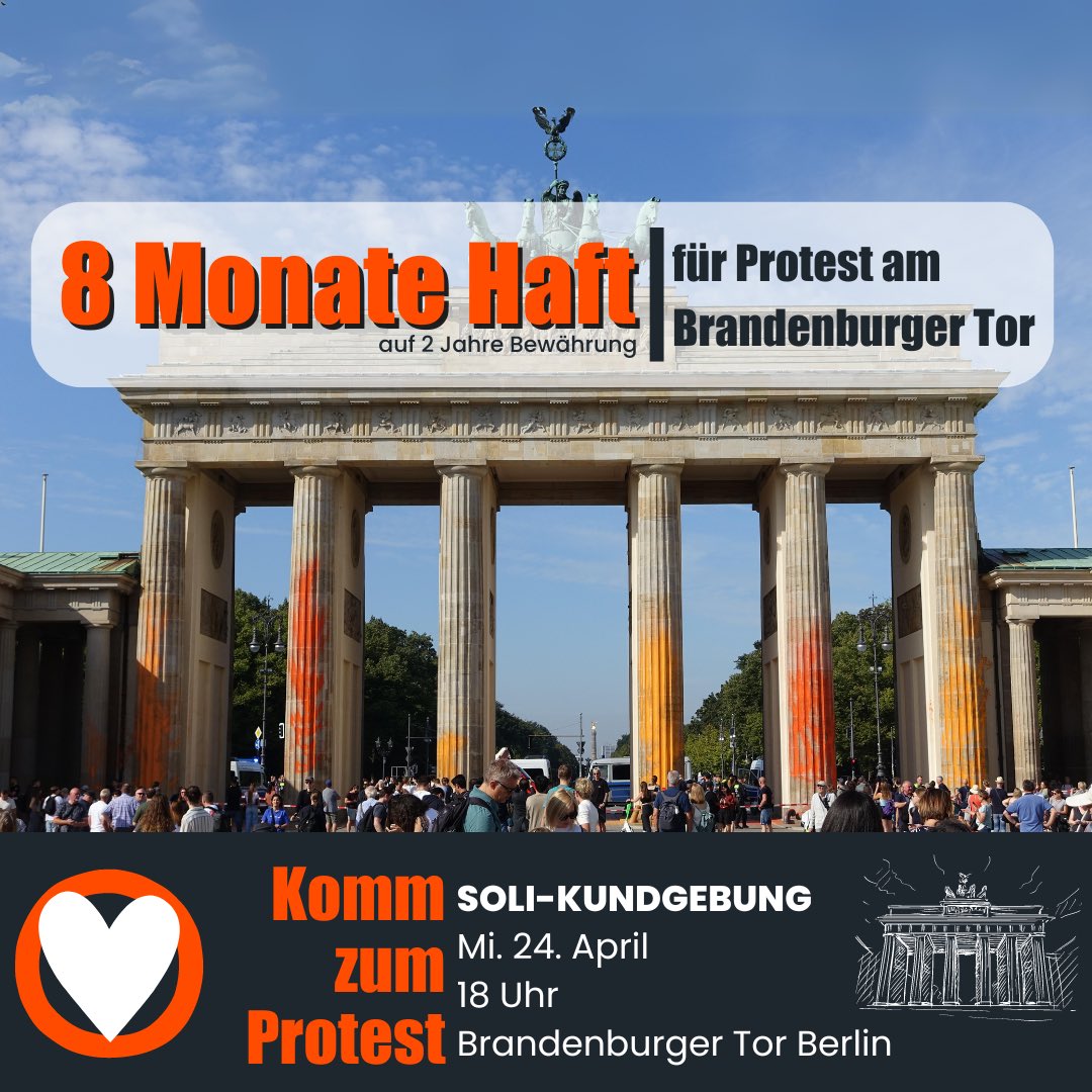 Wer Protest in unserer Demokratie für wichtig hält sollten heute zu dieser Kundgebung in Berlin gehen. #8MHaft für friedlichen Protest der auf das politische Versagen hinweist ist ein Skandal. Die Klimakrise eskaliert. Die Wissenschaft ist eindeutig. Die Politik versagt!