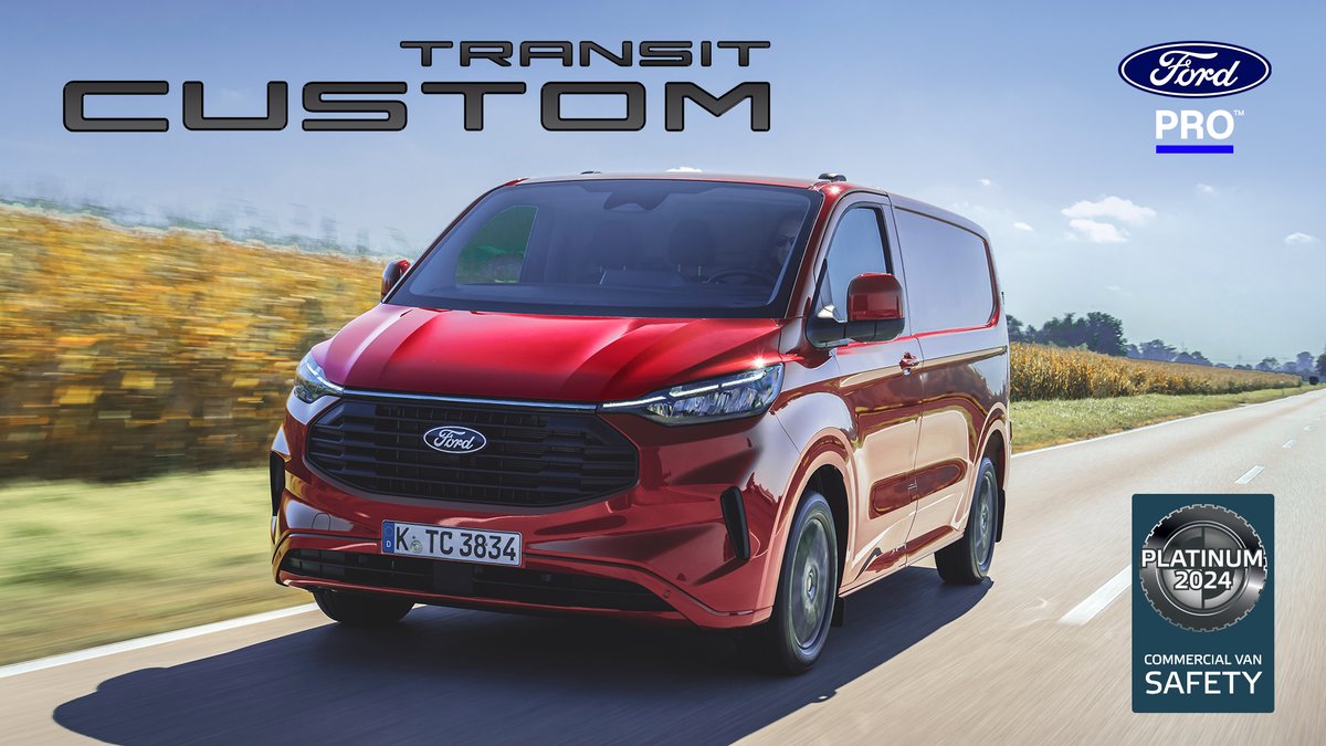 The #FordTransit Custom has won another award – good thing there’s more than enough space in the back! Industry vehicle safety experts @EuroNCAP gave our best-selling van a platinum rating for its advanced safety tech. 🏆 #FordPro #ForSaferVans #TransitCustom #Award