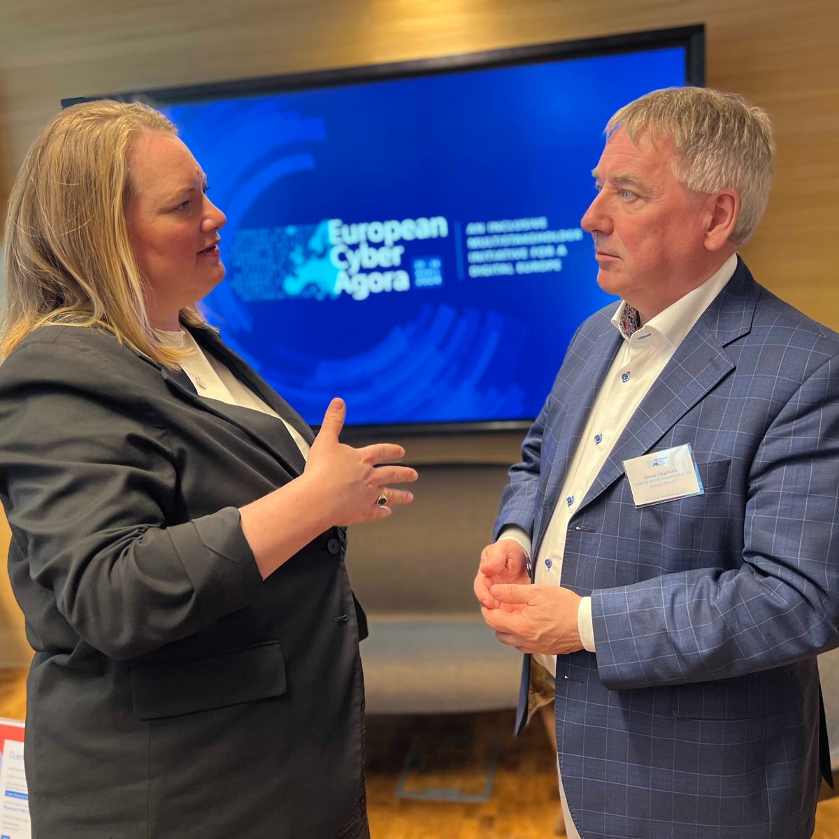 💻💪 Manon Le Blanc, Coordinator for Cyber Issues & Deputy Head of Hybrid Threats and Cyber Division, @EU_EEAS in conversation with @ESIWA_EU #Cybersecurity Coordinator Dr. @CormacCallanan on the sidelines of #ECA24 conference. #EUIndoPacific #TeamEurope🇪🇺