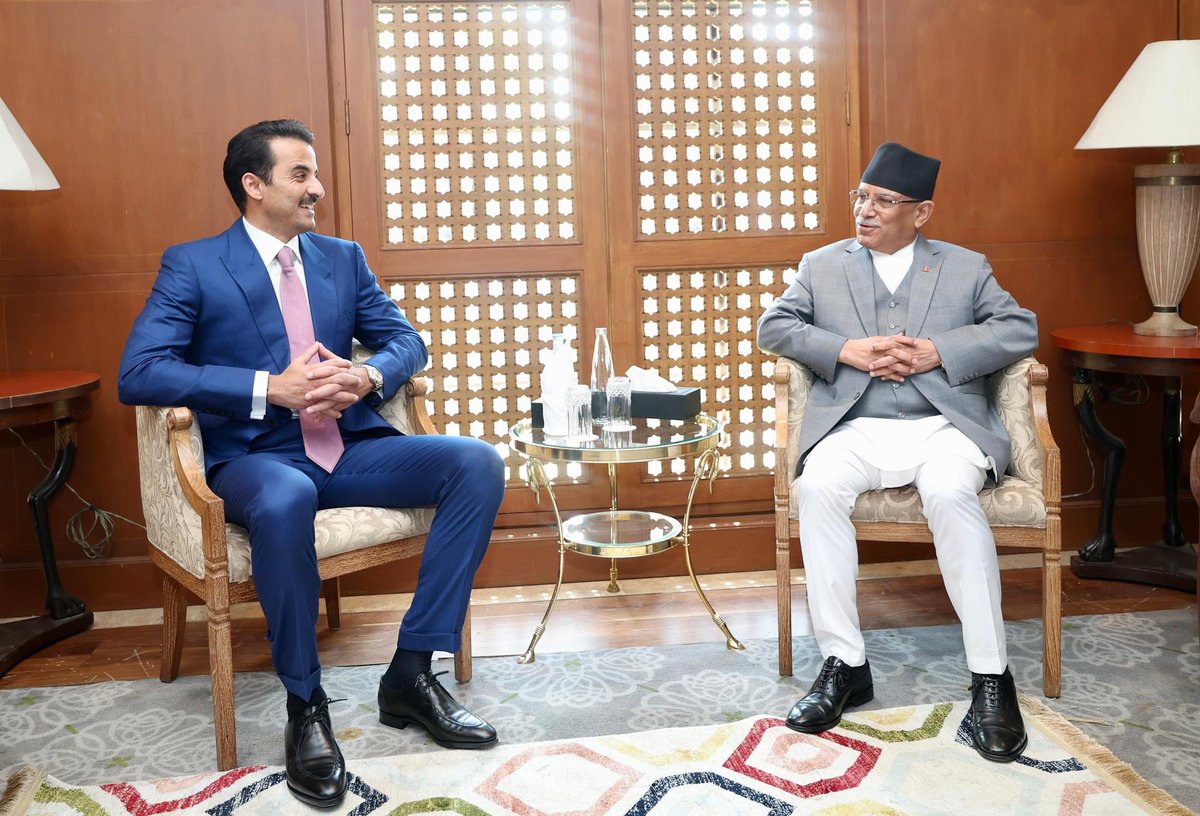 Qatar's Amir Sheikh Tamim Bin Hamad Al Thani and Prime Minister Pushpa Kamal Dahal 'Prachanda', who arrived on Tuesday for a two-day political visit to Nepal are having bilateral talks on Wednesday.
Photo: Rassas
#reportfornepal
