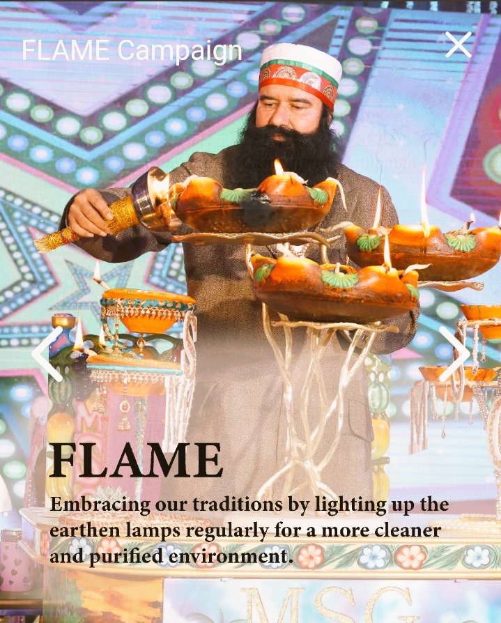 दिया जलाना सदियों से भारतीय परंपरा का हिस्सा रहा है। Saint Dr MSG Insan बताते हैं कि यह बैक्टीरिया और वायरस को खत्म कर हवा को शुद्ध करता है और घर में सकारात्मक ऊर्जा लाता है साथ ही यह हमारे पर्यावरण के लिए भी काफी मददगार है। #LightUpDiya #FLAME