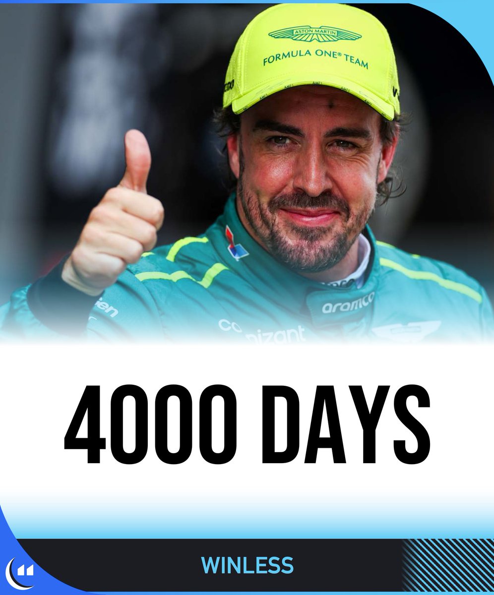 🚨It's now officially 4⃣0⃣0⃣0⃣ days since Fernando Alonso's last win in F1

#Alonso4000