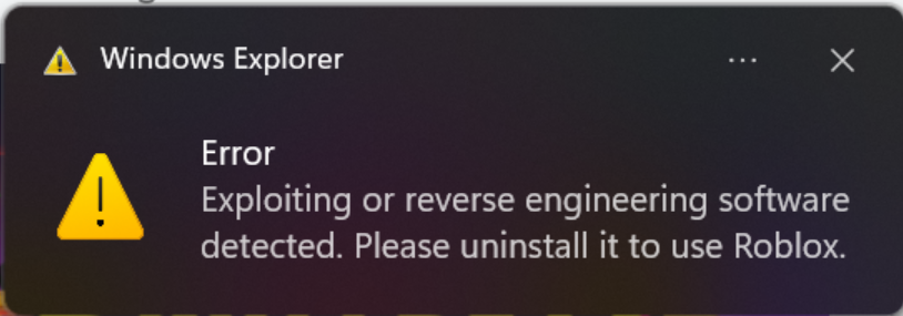 Out of nowhere, I started getting this 'Exploiting' warning from Roblox for seemingly no reason. I have never exploited, I don't have any tools for exploiting on my computer, so what on earth was causing this to kick me out of Roblox every time it opened? 

The answer?
Wireshark.