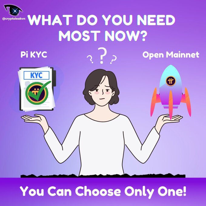 #PioneersNeeds What is the most essential for Pioneers at this moment? 1. Successful Pi KYC acceptance 2. Pi Network Open Mainnet It would be a perfect scenario if your account gets KYC approved and then the Pi Network opens its mainnet. With the mainnet launch, you can freely