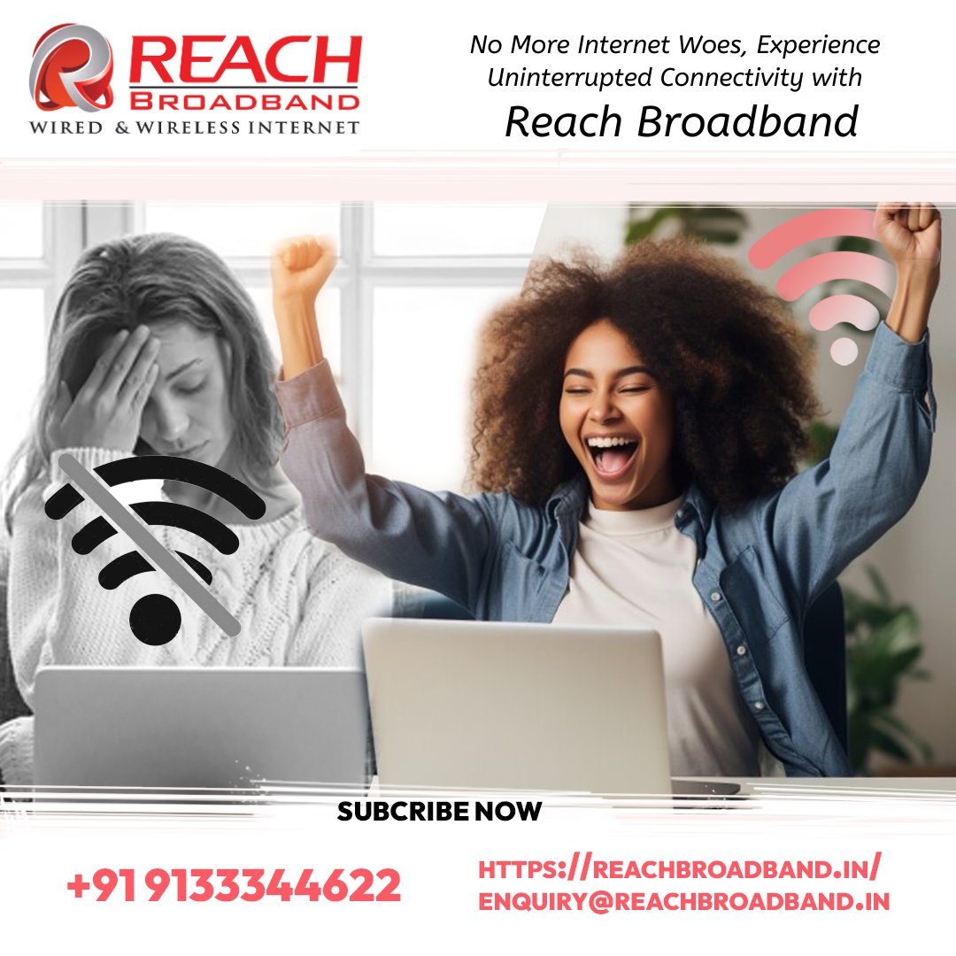 #ReachBroadband #InternetWoes #UninterruptedConnectivity #UnlimitedData #AffordablePlans #BrowseMoreSpendLess #BestInternetProvider #Hyderabad #HomeInternet #SeamlessExperience #NoMoreBuffering #WorkFromHome #StudyOnline #OnlineGaming #ConnectWithReach #DigitalConnectivity