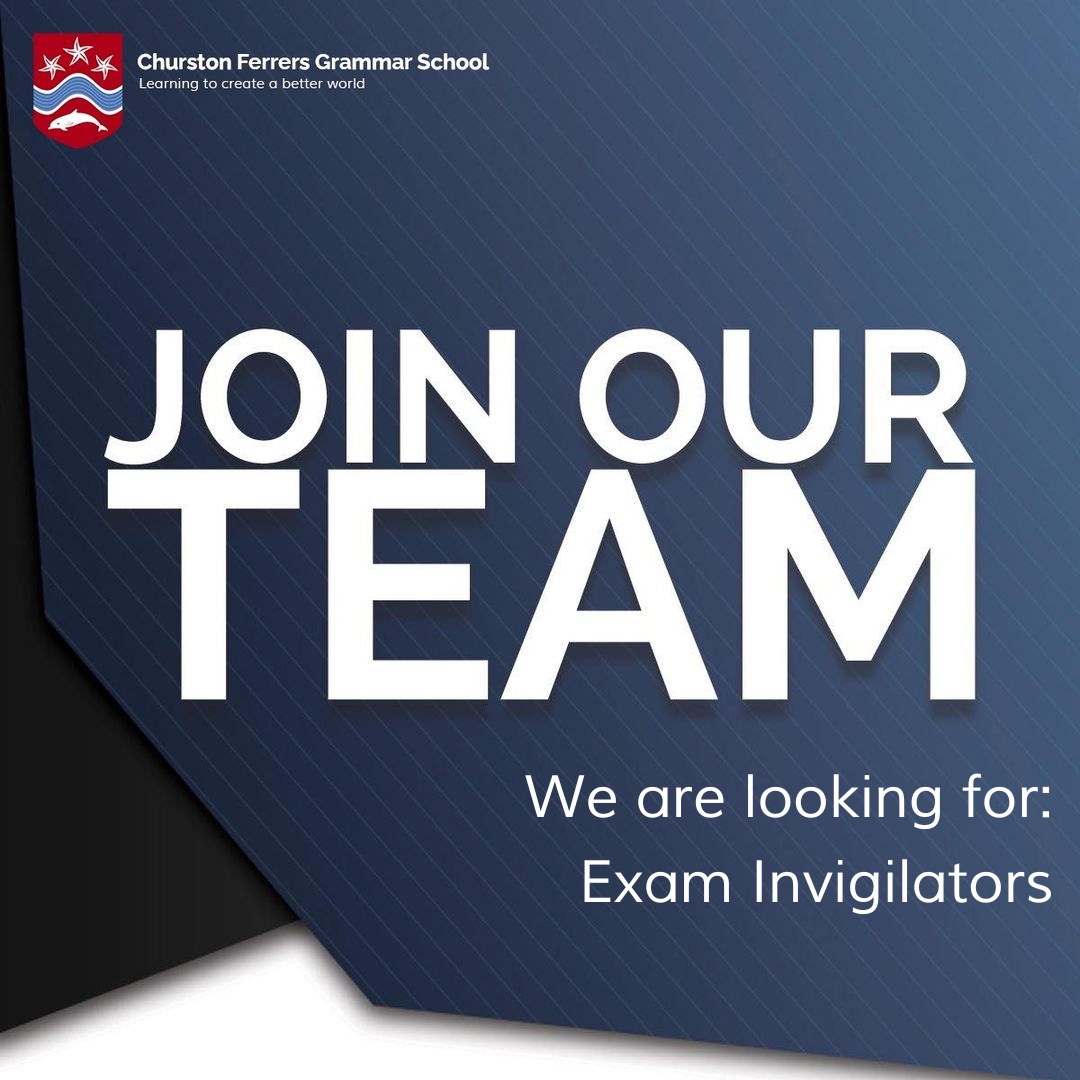 We are seeking to appoint the following role to join our team of exam invigilators on a flexible basis.

For more information, please contact Samantha Edwards – samantha.edwards@churston.torbay.sch.uk

#CFGS #recruiting
