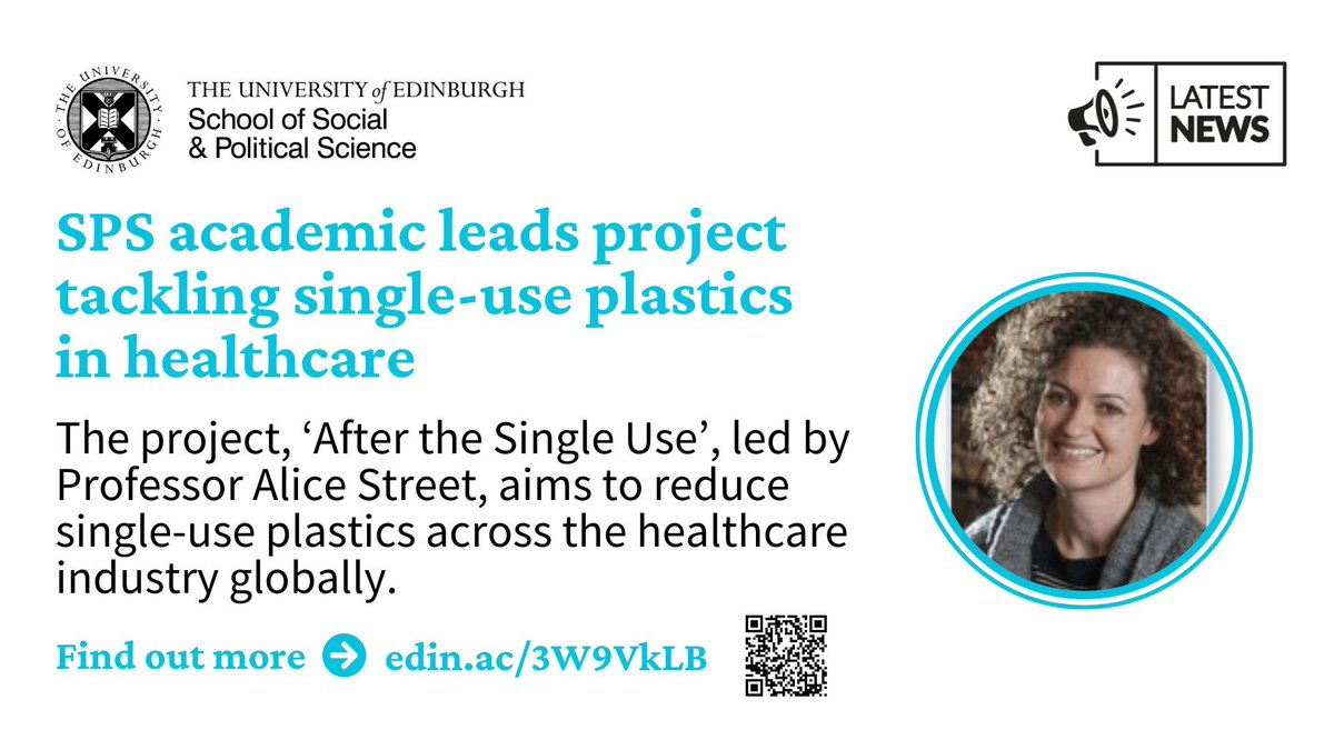 News: SPS' Professor Alice Street leads project tackling single-use plastics in healthcare. Read the full story on our website: edin.ac/3W9VkLB