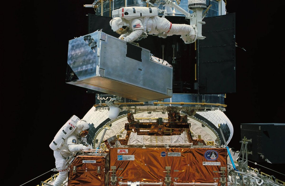 When the Hubble Space Telescope was launched, astronomers quickly realised that the main mirror was the wrong shape, making the images blurry. In response, NASA sent up an instrument meant to correct Hubble's 'vision,' like a giant and very complex contact lens. credit: NASA