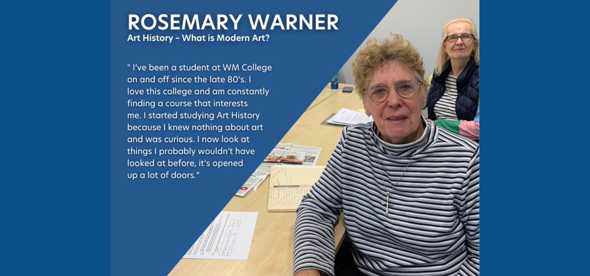 Hear from learner Rosemary Warner, who has studied various courses at WM College for the past 30 years.🌟

We're passionate about helping adults in our community to step out of comfort zones & try something new 👉 bit.ly/3Mz5ikQ  

#inspiringlearning #learnerexperience