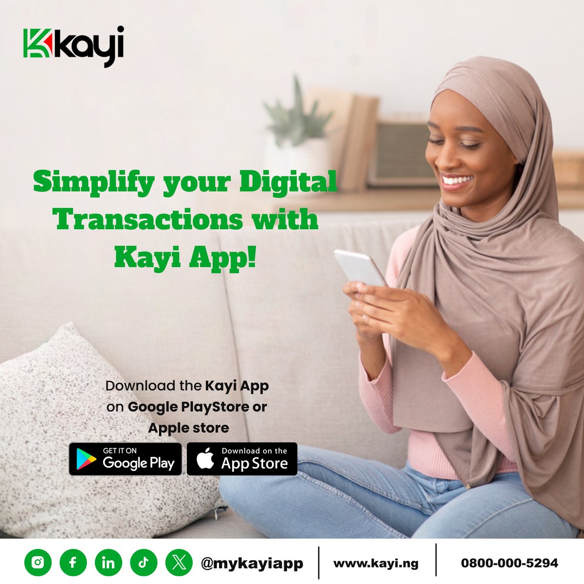 MyKayiApp is now available anywhere. Simplify your transactions. Download MyKayiApp now on Google Store or Apple Store. Empower your financial journey with ease. 

#MyKayiApp #NowLive #Kayiway #DownloadNow #Bankingwithoutlimits #downloadmykayiapp
