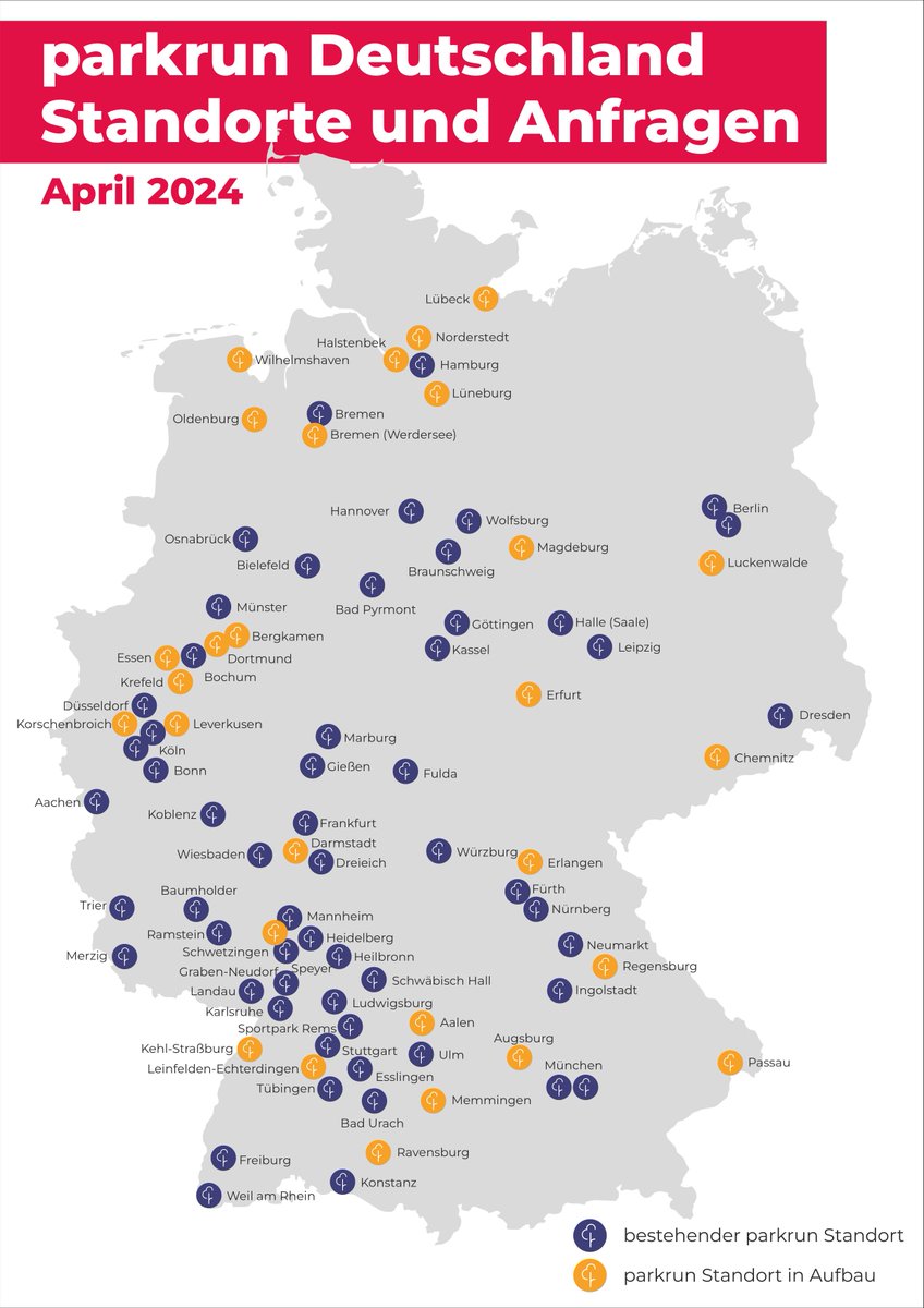 Wo würdest du gerne einen weiteren parkrun auf der Karte sehen?

Melde dich bei uns, um beim Aufbau eines neuen Standortes mitzuhelfen 👉 buff.ly/3U4gmJ1 

#parkrundeutschland #laufen #gehen #joggen #helfen #gemeinschaft #parkrunfüralle #parkrunfamily #laufenverbindet
