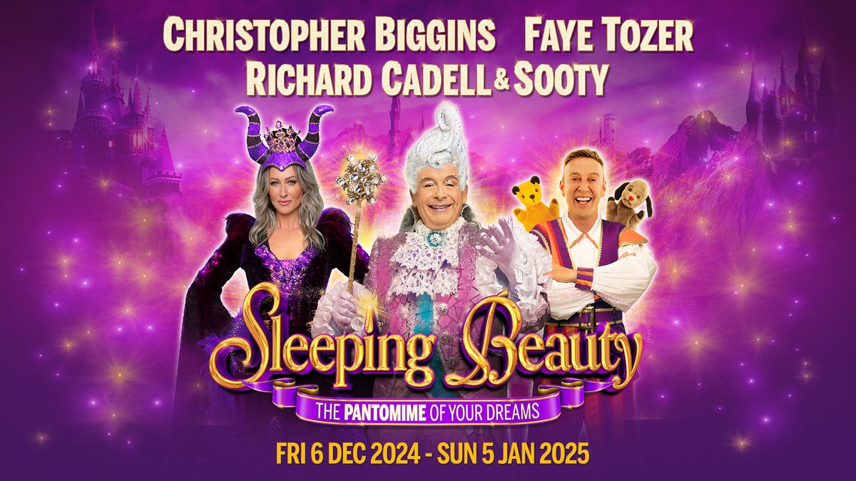 #Panto cast announcement 📢 🌟 Stage, screen & pantomime legend #ChristopherBiggins leads as The Spirit of Dreams 🌟 Steps singer & musical theatre star #FayeTozer plays Carabosse 🌟 Illusionist, puppeteer & actor #RichardCadell (accompanied by his friend Sooty!) plays Muddles