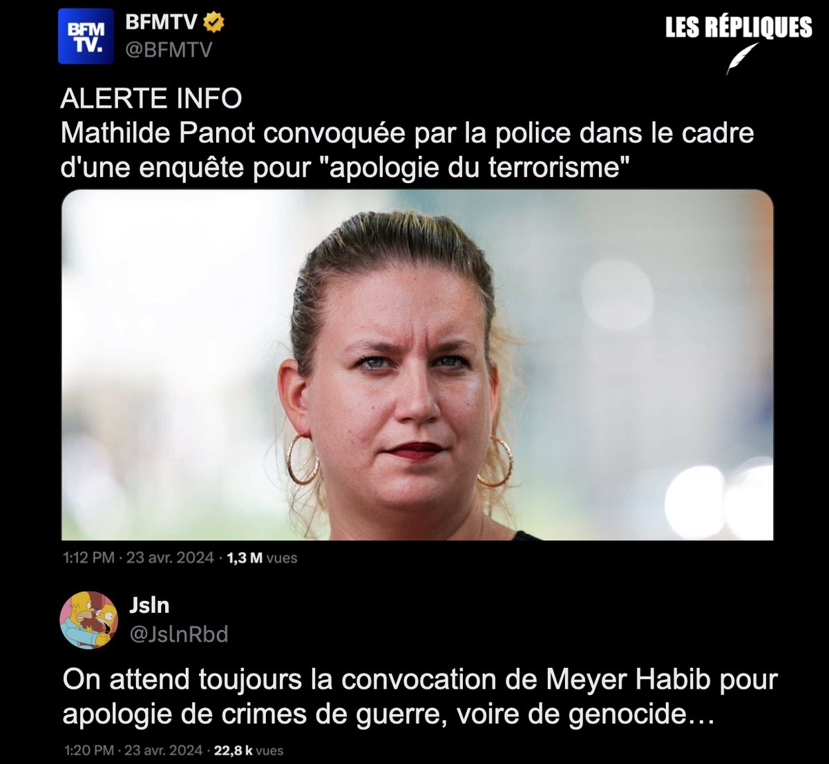 Après la juriste Rima Hassan, c'est au tour de la députée @MathildePanot d'être convoquée pour 'apologie de terrorisme' suite à ses prises de position en faveur du peuple Palestinien. 'Aucune convocation, aucune intimidation de quelque nature que ce soit ne nous empêchera de…