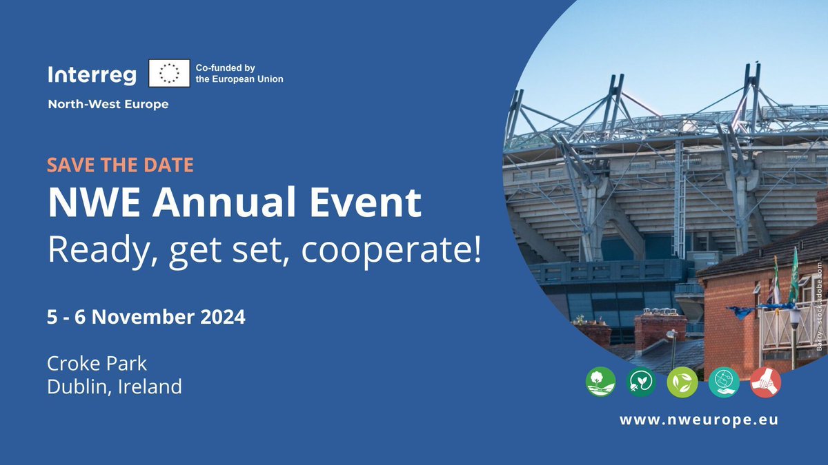 📅 The next NWE Annual event - Ready, get set, cooperate! will be on 5-6 November in Dublin. This year, we are changing things up with a new format, designed to bring all Programme stakeholders together ‘on the pitch’. 📢 🇪🇺 Read more & share the news! buff.ly/442t6EA