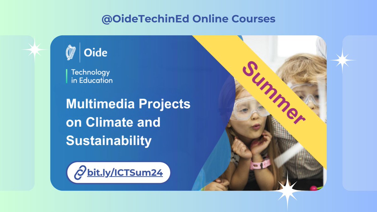 It’s back! Our popular online summer course for primary #teachers on Multimedia Projects on Climate and #Sustainability. Features @ScoilnetPrimary’s ESD hub. Enrol from 1st May. Learn more: bit.ly/MM_July1-18 #ICTonlinecourses #EdChatie @GreenSchoolsIre @AnTaisce