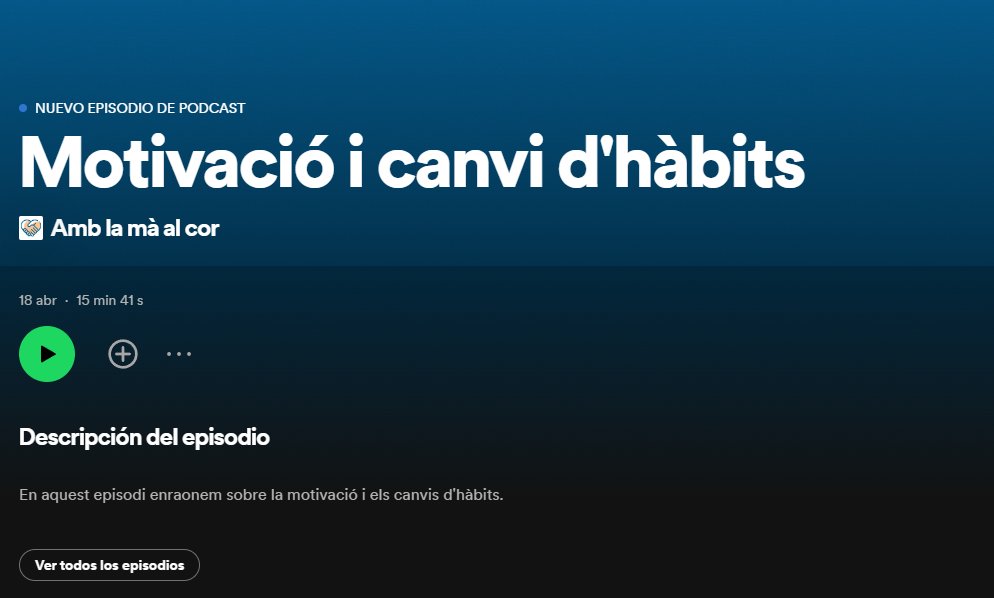 🆕 Nou episodi del podcast BSA APPediatria. Avui, de la playlist 'Amb la mà al cor'! 🤚❤️ 🎙️ Motivació i canvi d'hàbits 📎 bit.ly/3JqDjRU 🎧 Ja formes part de la nostra comunitat d'#Spotify? 📱 Segueix-nos i no et perdis els nostres #podcasts.