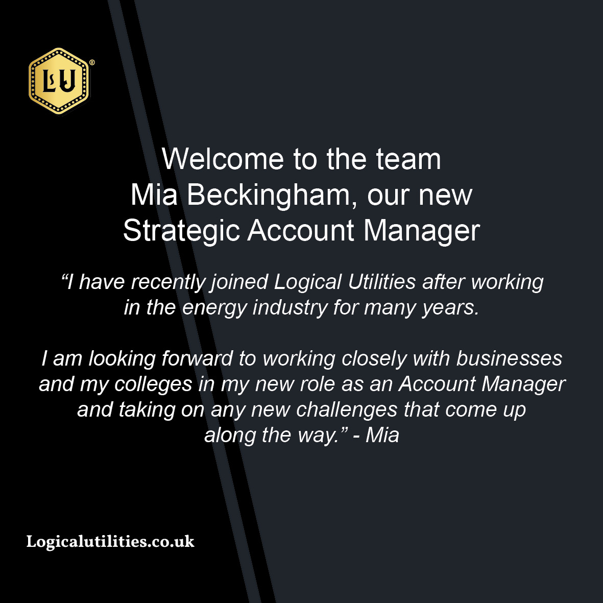 ✨ We are thrilled to introduce Mia Beckingham as our new Strategic Account Manager at Logical HQ.✨ 

#welcome #newstarter #newemployee #logicalutilities #logicalutilitiescompany #cheltenham #energyindustry #sustainableenergy