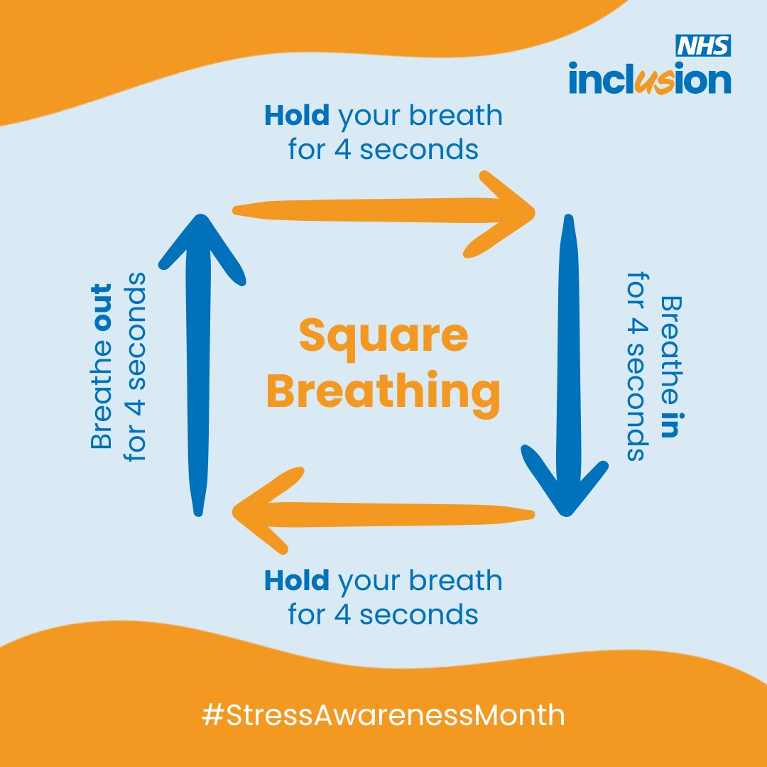 Did you know April is #StressAwarenessMonth? Today we're focusing on a very simple but very effective breathing technique 🌬️ Why? Because breathing exercises can really help us to relax when we're feeling stressed🧘 👇 Follow the steps below and give it a try!