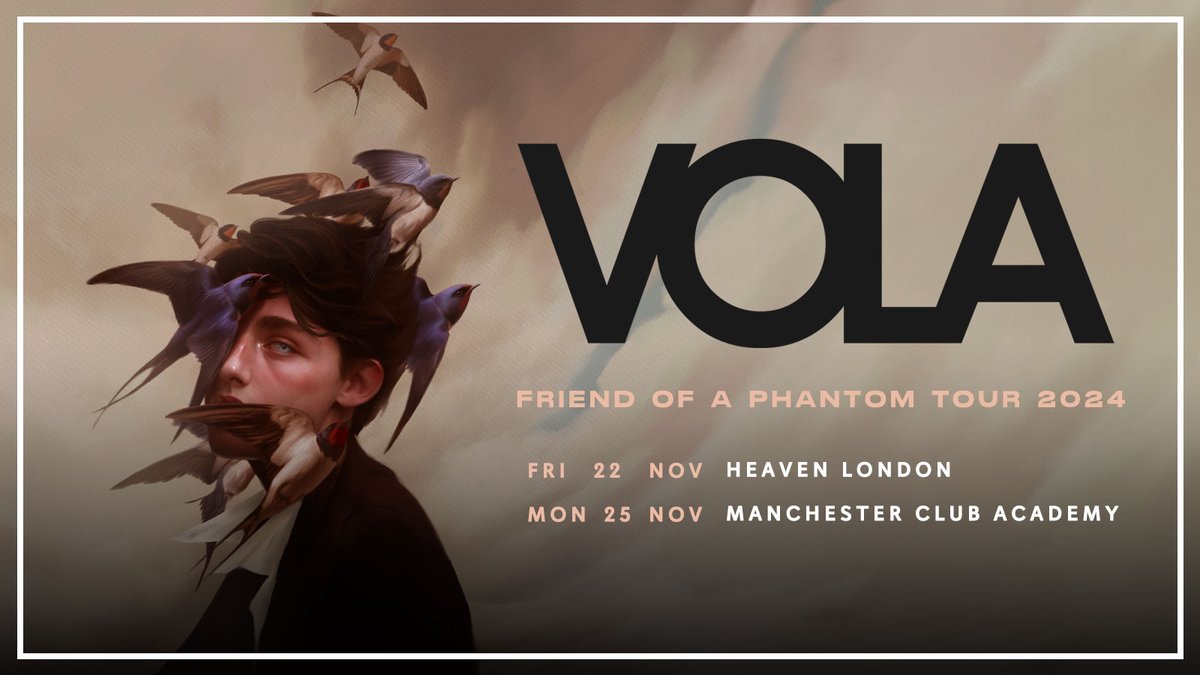 NEW: Known for their innovative approach to progressive metal, @volaband will bring A Friend of a Phantom Tour to London & Manchester later this year 🖤 Snap up tickets in our #LNpresale tomorrow at 10am 👉 livenation.uk/8MgK50Rm0su