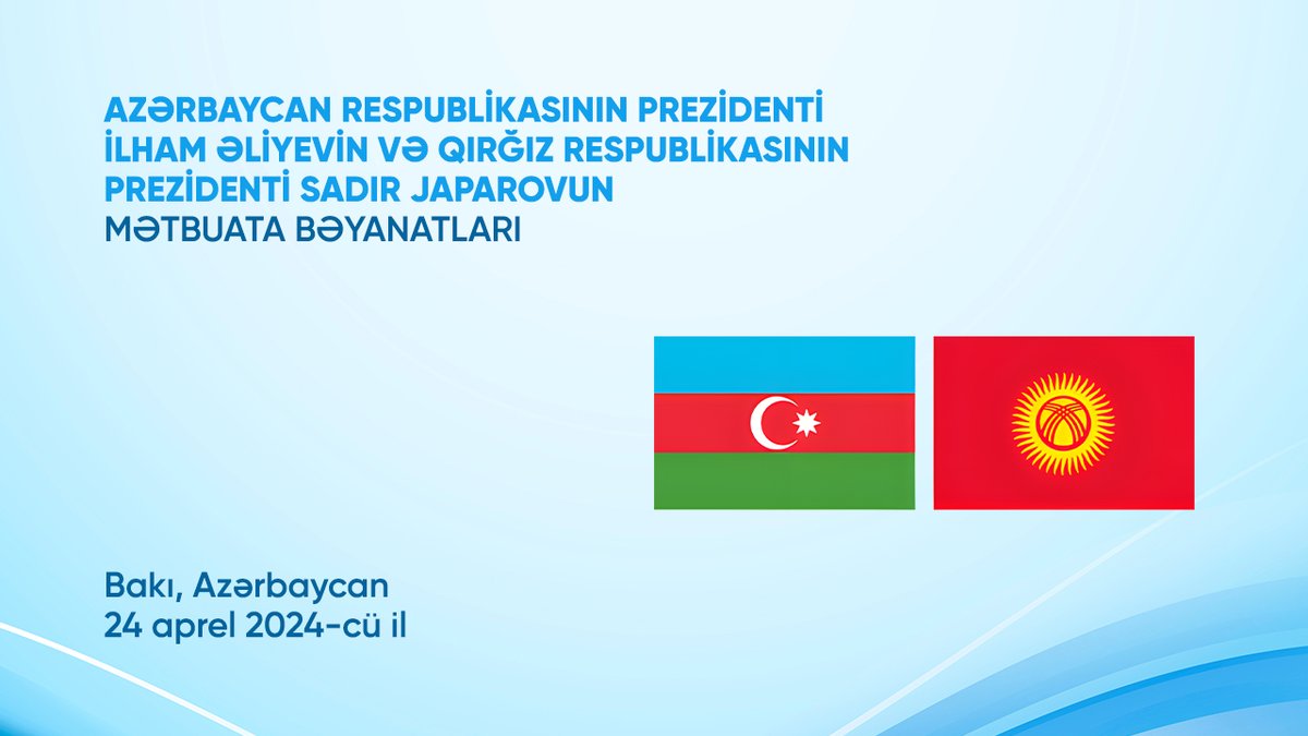 Azərbaycan Respublikasının Prezidenti İlham Əliyevin və Qırğız Respublikasının Prezidenti Sadır Japarovun mətbuata bəyanatları
youtube.com/live/K7Nmr9XKX…