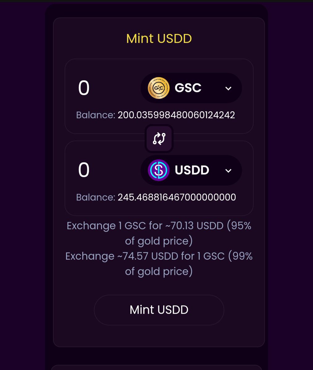 DemiourgosH's tweet photo. The $USDD MVX native dollar is now live on @MultiversX  mainnet!

USDD is a decentralized dollar token backed by precious metals like Gold and Silver, offering full transparency and decentralization.

You can mint and swap USDD back and forth from GSC (Gold Standard Coin) in our Stable Coin dapp on VestaDex: https://t.co/lBrfucU9hC.

$GSC represents 1 gram of gold on the blockchain, with real-time gold prices sourced from trusted oracles like @UmbNetwork .

This makes USDD directly pegged to the global gold price, generated by the gold itself on the blockchain.

How does it work?

Physical gold can be tokenized with us, receiving GSC on the blockchain.
GSC can be swapped with Ouro, staked to earn more GSC, or used to generate USDD.
Any GSC holder can mint USDD from gold and vice versa.
GSC can be redeemed for physical gold starting Q3 2024.

Why $USDD?

We recognized the need for a fully decentralized currency backed by physical gold and silver. Anyone can tokenize their precious metals to mint USDD.

So far, the company has tokenized a total of 7 kilos of gold, generating the first batch of USDD listed in pools with $Ouro and $Vegld.

What's next?

Through extended partnerships, we're bringing more real gold into the ecosystem to tokenize it, thereby generating USDD on the blockchain and increasing liquidity.

This allows your idle gold in the real world to be tokenized, generating the same value of USDD on the blockchain, and providing you with passive daily income through DeFi in various ways.

As the liquidity of USDD grows, the entire ecosystem scales upwards.

@beniaminmincu @SasuRobert @radu_fratila @lucianmincu