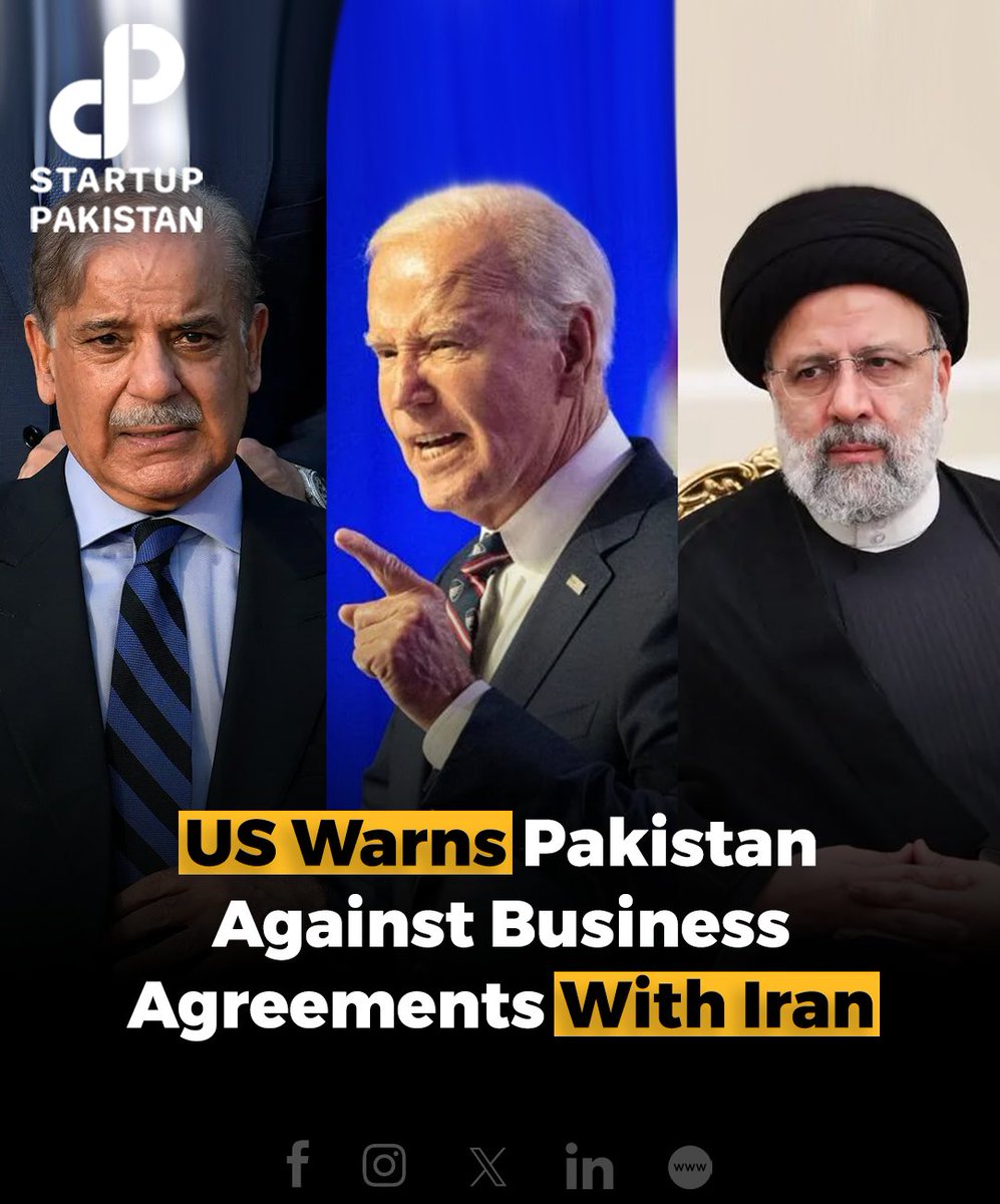 PakStartup's tweet photo. Yesterday, the United States subtly suggested the possibility of imposing sanctions on Pakistan if Islamabad engages in trade with Tehran.

#USwarns #Pakistan #business #Iran https://t.co/S80e8S2ecV