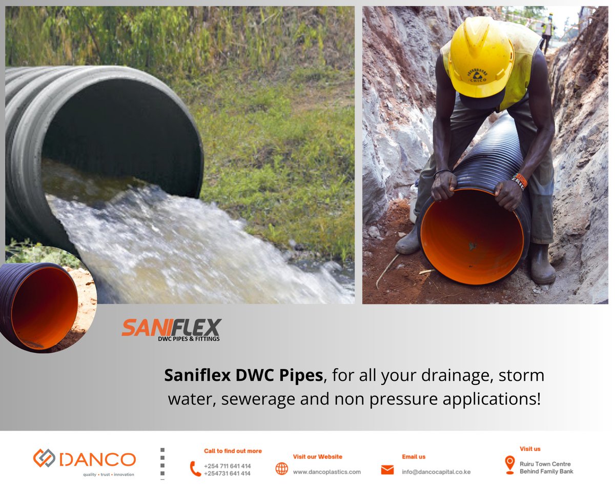 DancoCapital's tweet photo. Our Saniflex #DWCPipes keep our communities and cities dry, clean and resilient against nature's challenges e.g. #stormwater from the heavy #Rain downpours 
When waters surge, count on us for reliable #drainage and #sanitation solutions.
We are Building for Future Generations! https://t.co/0syKvZYiPo