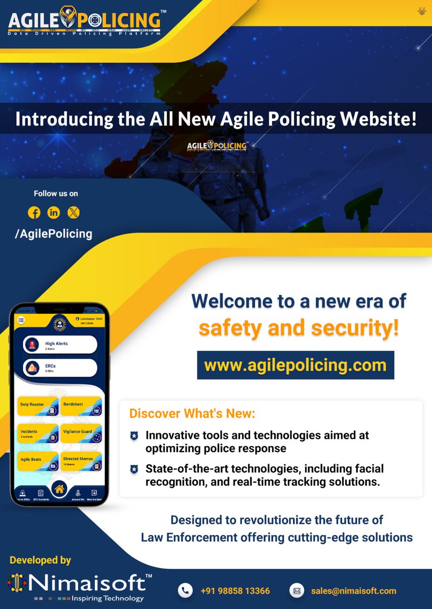 We're thrilled to #announce the #launch of our #AgilePolicing website!
Explore our enhanced features designed to meet the diverse needs of #LawEnforcement agencies across #India. 

Visit us at agilepolicing.com and discover how we're #transforming policing in India.