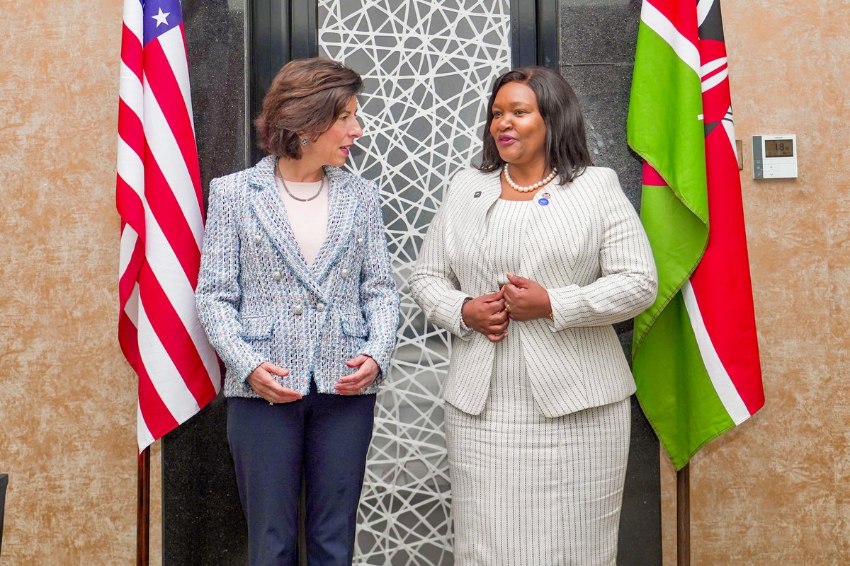 Trade CS Rebecca Miano welcomes Gina Raimondo, the US Secretary of Commerce for the 2024 Amcham Business Summit and Kenya-US bilaterals in Nairobi