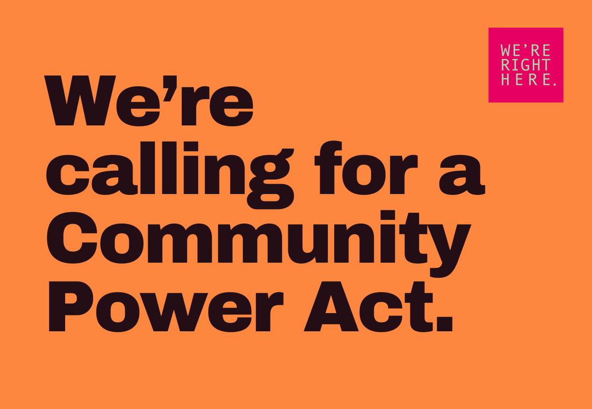 There is already a large & growing movement of people around the country taking action in their communities. A Community Power Act would remove some of the institutional & legal barriers in their way. 👉 right-here.org/asks/