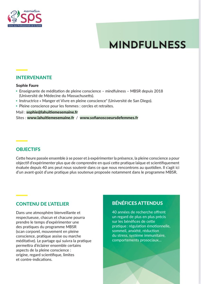 🌸 Ressourcez-vous en participant à l’atelier en ligne #Mindfulness 📆 Jeudi 25 avril de 19h à 20h 👉 asso-sps.fr/ejades/25-avri… ✅ Animé par Sophie Faure #eJADES #preventionsante #mieuxetre #santementale #soignants #etudiants