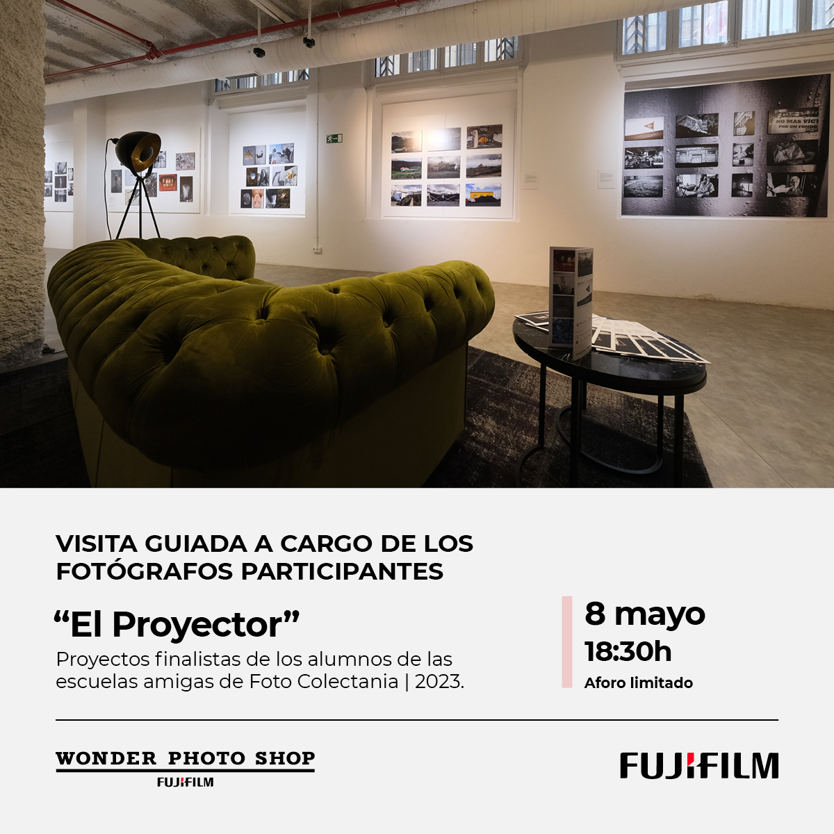 ¡El 8 de mayo tienes una cita en la sala #WonderExpo de @WonderPhotoES! 📸 Los fotógrafos participantes de la exposición “El Proyector” harán una visita guiada y podremos conocer en detalle las historias que se esconden en cada una de sus obras. 🕒 A las 18:30h 📍 C/Gran de…