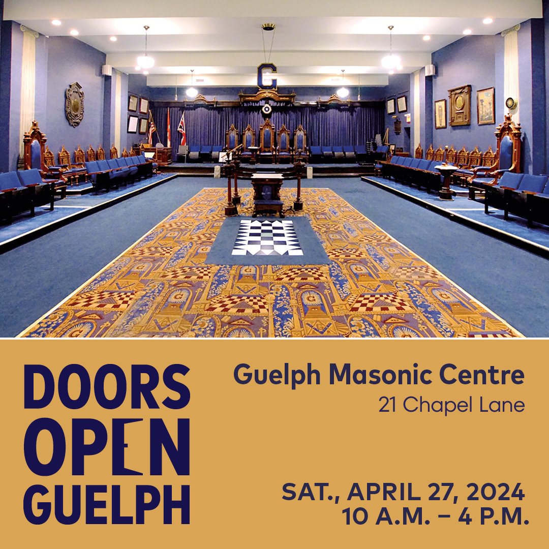 #DoorsOpenGuelph this Saturday! Check out the mysterious Guelph Masonic Centre, using the Chapel St. entrance right in the heart of #DowntownGuelph! Plan your day here: guelph.ca/living/arts-an… #Freemasons #DoorsOpenOntario @OntarioHeritageTrust @cityofguelph @DowntownGuelph