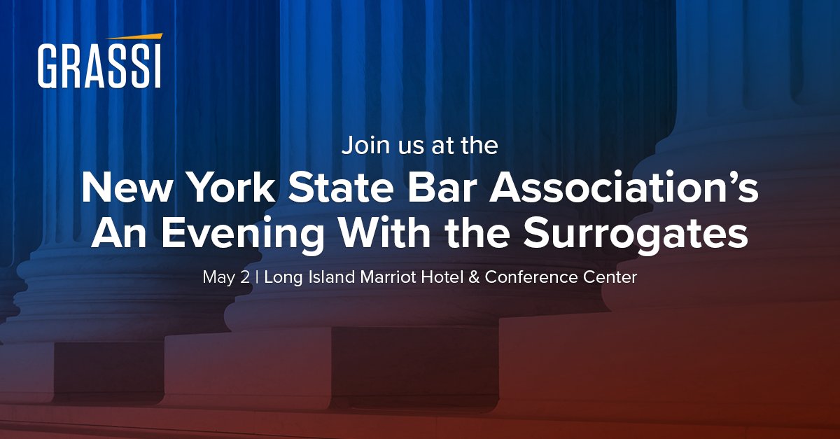 Join Grassi’s Trust & Estate Services Group at the @NYSBA's An Evening With the Surrogates. Stop by Grassi’s sponsor table and connect with Lisa Rispoli, Melissa Gonzalez, Elizabeth Abuin and Suzanne Sullivan. Register now: grassiadvisors.com/webinars-event…