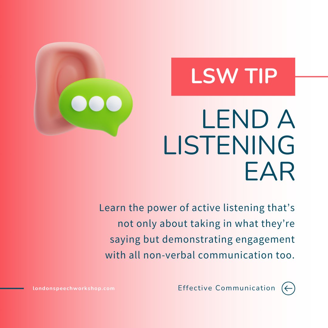 Are people always asking 'are you listening'? With our Effective Communication course, we can show you the true power of active listening. Book a free Discovery Call: vist.ly/2zt #communicationskills #communicationtraining #londonspeechworkshop #lsw #serlin