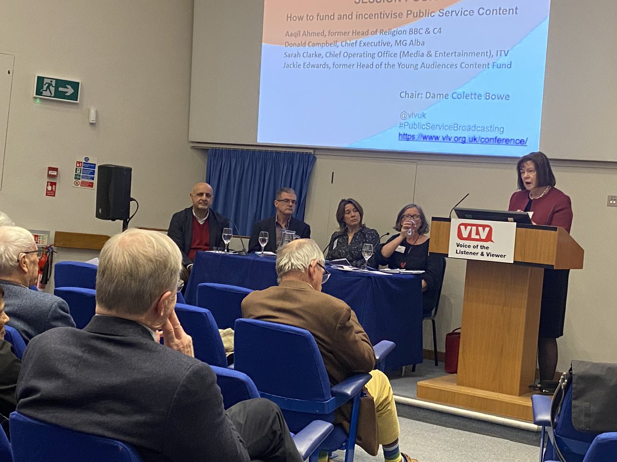 What is #PSB, what is the essence of #PSB? Dame Colette Bowe asks the panel in the final session of the conference on How to fund and incentivise Public Service Content.