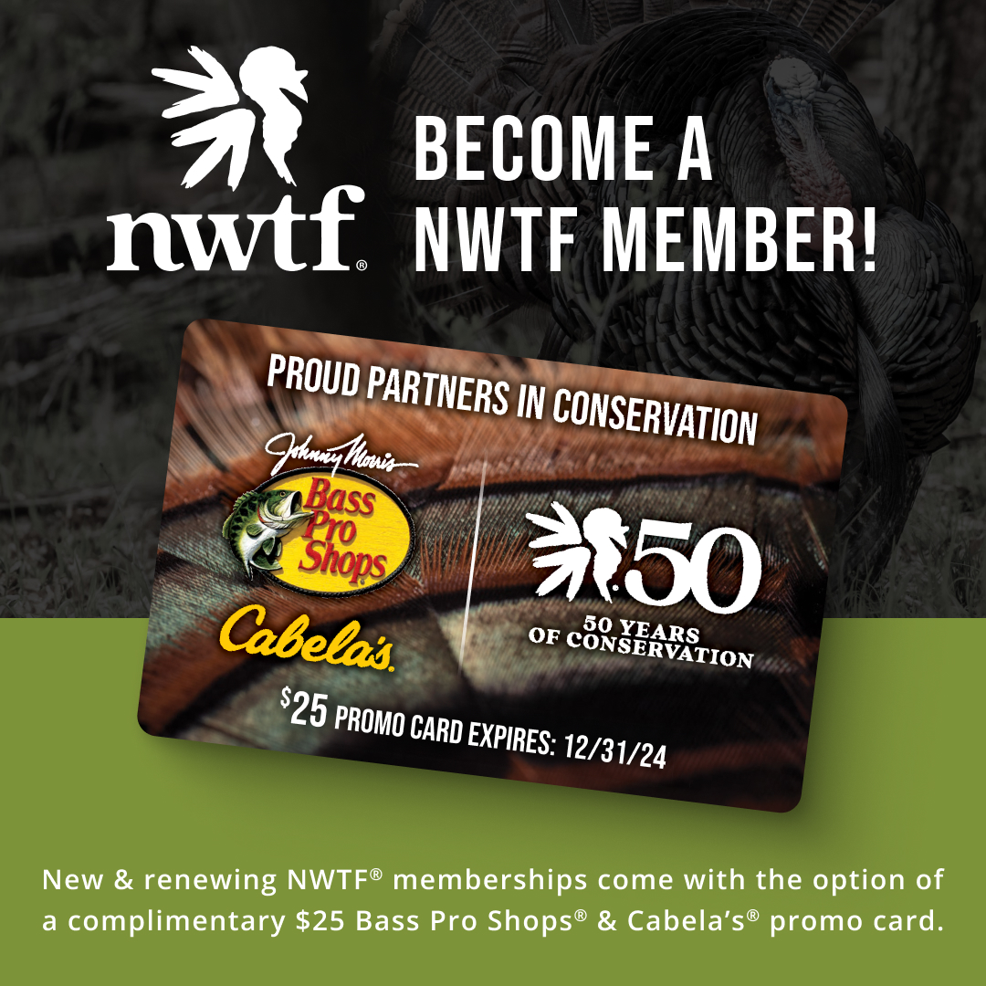 Become a member of the @NWTF_official and receive a $25 Bass Pro Shops Promo Card? Sign us up! Click here to support the NWTF mission of conserving the wild turkey and the preservation of our hunting heritage! your.nwtf.org/members/member…