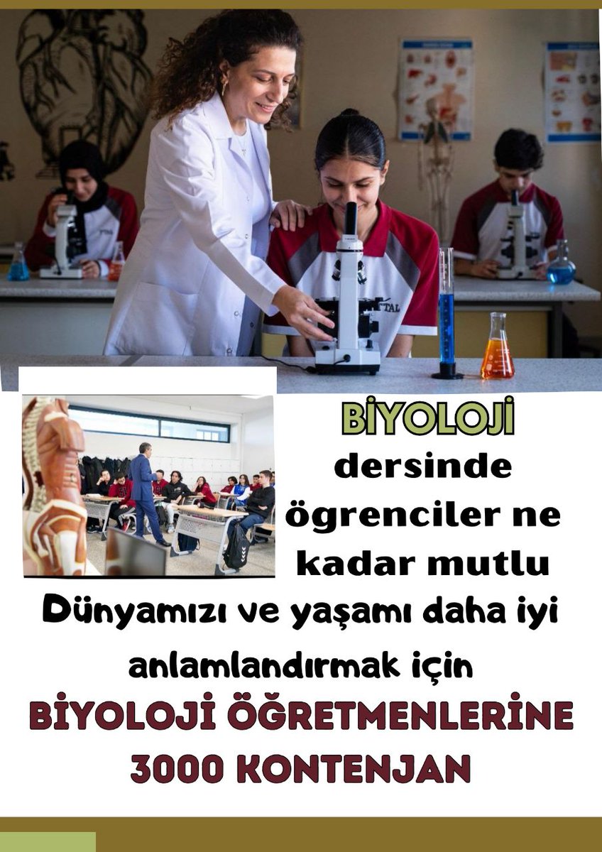 @Yusuf__Tekin Türkiye Yüzyılında, Sağlık,Biyoteknoloji,Genetik,Temiz Enerji, İklim Değişikliği Çevreyi Koruma,Tarım vb Tübitak projelerinde en çok görev alan Biyoloji Öğretmenleridir. Öğrencilerimize kavuşup, o projelerde yer almak istiyoruz.4 haneli sayıları görmek istiyoruz Sayın