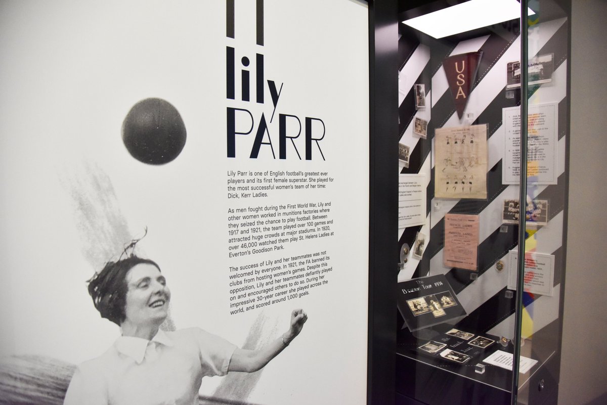 Born on this day in 1905, one of the first great female footballers. Meet Lily Parr, the prolific Dick, Kerr Ladies forward with a 'kick like a mule'. nationalfootballmuseum.com/halloffame/lil…