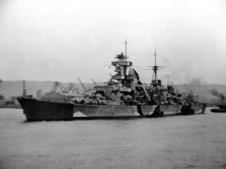 Heavy Cruiser Prinz Eugen, Sailing from Gotenhafen in Baltic Stripe camouflage April 1941.