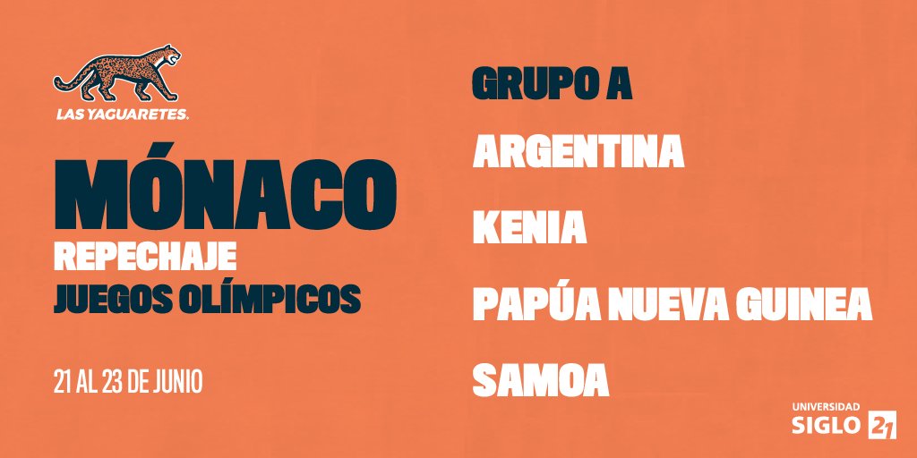 ¡Rivales confirmados para el repechaje olímpico! 🇦🇷 📆 21 al 23 de junio. 📍 Mónaco. #SomosLasYaguaretés