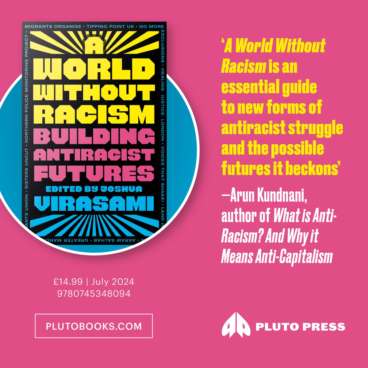 Big Announcement 📢 I'm very excited to announce that Pluto Books will be publishing my new book 'A World Without Racism' in July of this year! plutobooks.com/9780745348094/…