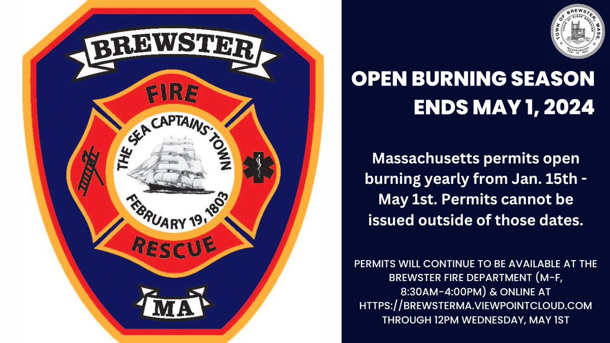 A Reminder That Open Burning Season Ends Wednesday, May 1! For more information or to get a permit visit buff.ly/4ddIh24