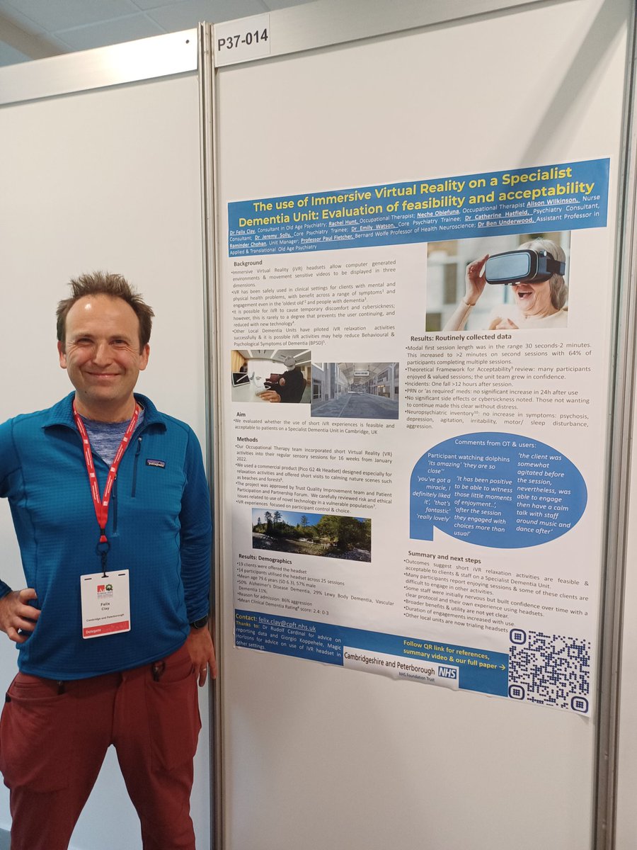 #felix_clay with his poster demonstrating use of VR on our wards #ADI2024 #cpft_nhs