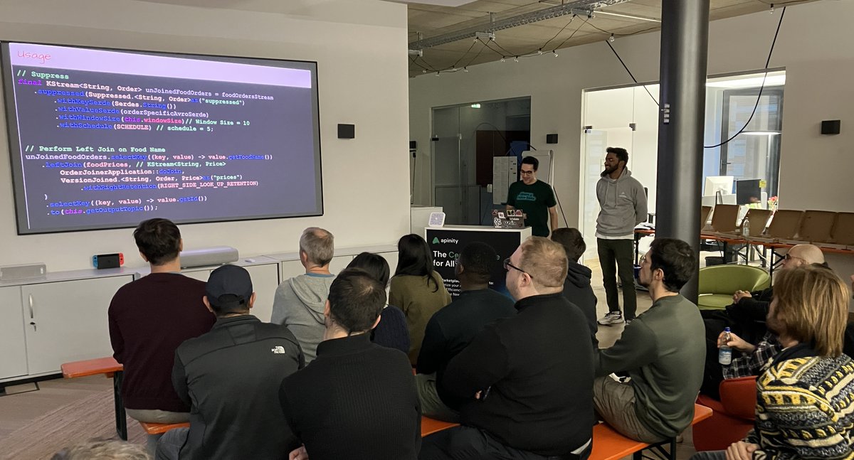 Thanks to yesterday’s @ApacheKafka Meetup visitors in Munich, the host apinity GmbH and the speakers <a href="/BrunoCadonna/">Bruno Cadonna</a>, Ajinkya Khalwadekar and @RaminGharib for making it such insightful discussion on versioned state.