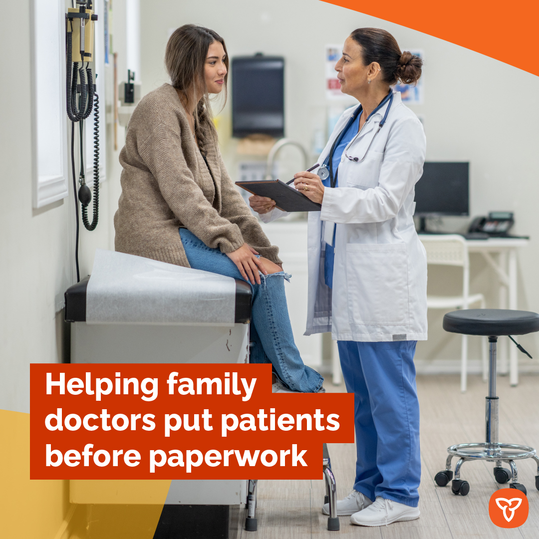 Ontario is helping family doctors and other primary care providers spend more time with patients and less time on paperwork. Learn more: news.ontario.ca/en/release/100…