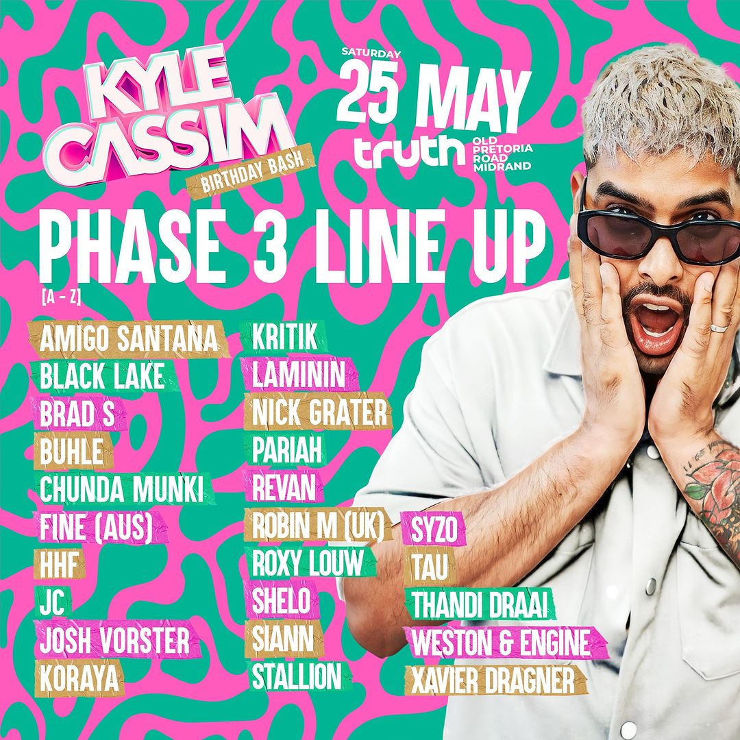 Let's make a little trip, I will see you at Truth on the 25th of May for Kyle Cassim's birthday bash.

Shoutout to Kyle Cassim for having me. 
🎟️ Tickets: linktr.ee/xavierdragner

More shows in JHB coming up! 🖤