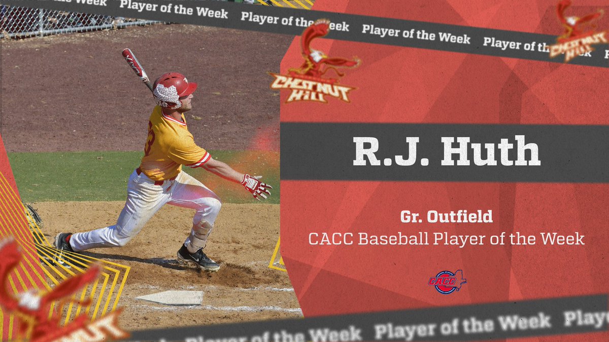 CHCAthletics's tweet photo. Congratulations to @chcbaseball outfielder R.J. Huth on being named the CACC Baseball Player of the Week

R.J batted .400 last week with a home run , double , 2 RBI and 7 stolen bases!

#GriffinPride #GrifinNation #WeAreCHC
@ChestnutHill https://t.co/IVPjNwaPs2