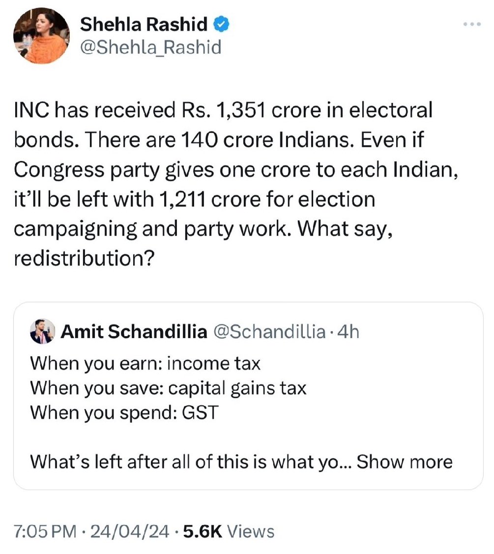 One of the rare moments when I strongly advise including basic mathematics in every humanities course, including this turncoat Shehla's alma mater JNU.
😭😭😭